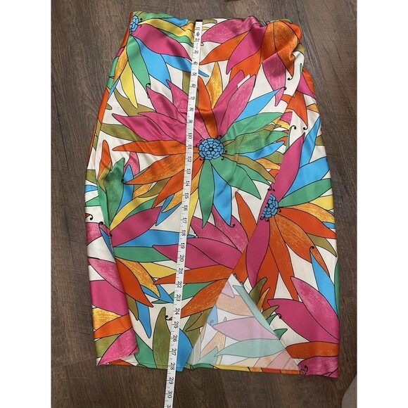 Rachel Zoe Women MIDI Skirt Halter Top Set Xs Jungle Tropical Floral Vibrant NEW - Picture 7 of 8